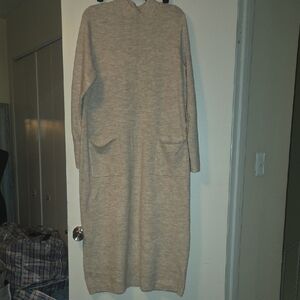 Cozy Mock Neck Oatmeal Sweated Knit Dress (Belt Is Missing)
